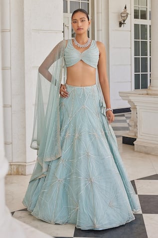 Charu and Vasundhara Stasia Diamond Pattern Bridal Lehenga Set 