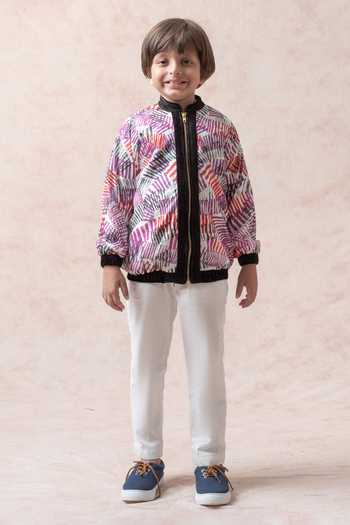 Thetaa Stripe Print Bomber Jacket 