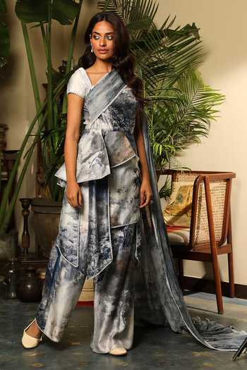 Sahil Kochhar Aafiyat Chanderi Kurta & Flared Pant Set 