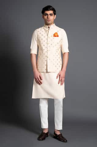 Chanderi Silk Kantha Work Waistcoat 