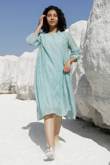Tatwa Handloom Chanderi Placement Embroidered Dress 
