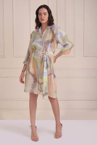 Shwetanga Organic Cotton Printed Shirt Dress 