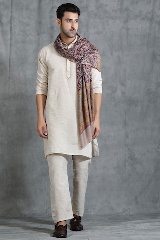 Dusala Shawls Handwoven Cashmere Wool Kalamkari Pattern Stole