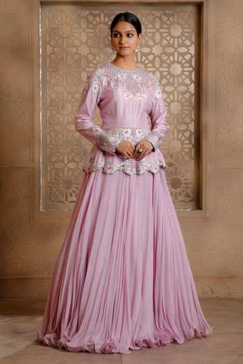 Omana By Ranjana Bothra Mina Placement Embroidered Peplum Top & Skirt Set 