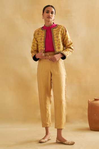 Taisha Brocade Bomber Jacket Pant Set 