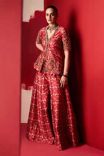 Ridhi Mehra Saadirah Printed Peplum Top & Sharara Set 