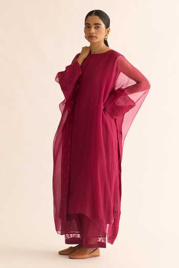 Dot Placement Embroidered Kaftan & Pant Set 