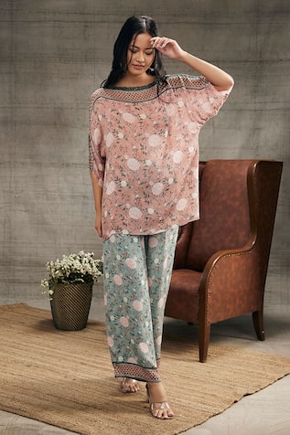 Vintage Trail Sequin Embroidered Top & Pant Set 