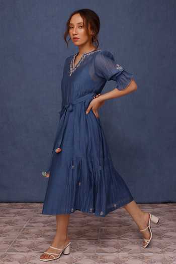Chokhi Chorri Mina Placement Floral Embroidered Dress 