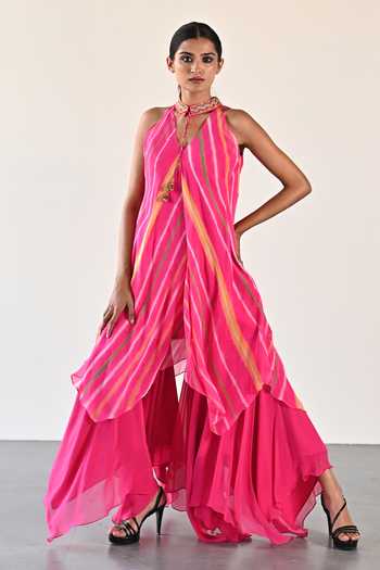 K-Anshika Stripe Pattern Top & Handkerchief Pant Set 