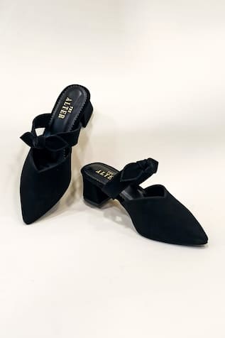 Solid Beverly Bow Block Heels 