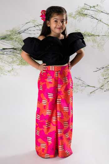Lil Angels Layered Top & Candy Print Pant Set 