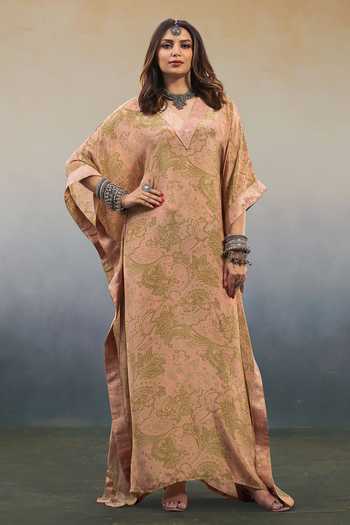 Affroz Paisley Print V-Neck Kaftan 