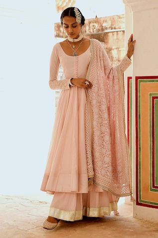 KARAJ JAIPUR Anarkali Set With Embroidered Dupatta