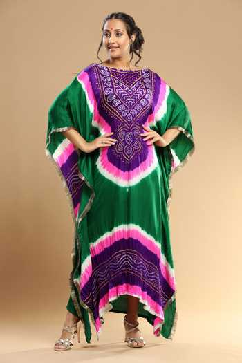 Etasha By Asha Jain Bandhani Pattern Kaftan 