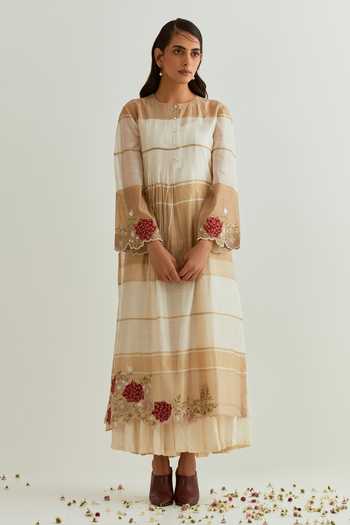 Prama By Pratima Pandey Floral Embroidered Dress With Inner 