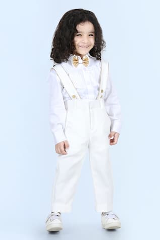 The Little Celebs Pintuck Shirt & Suspender Pant Set 