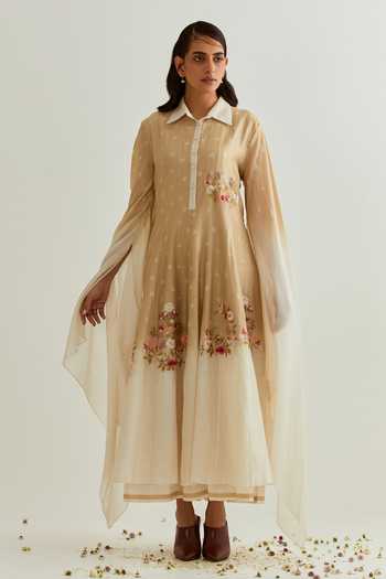 Prama By Pratima Pandey Embroidered Chanderi Maxi Dress 