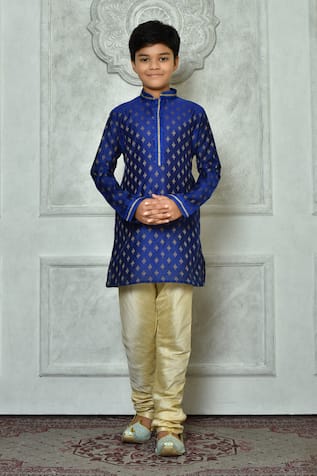 Floral Motifs Embroidered Kurta & Churidar Set 