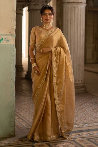 Sheela Suthar Zardozi Embroidered Saree With Running Blouse 