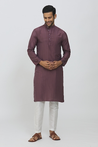 Aryavir Malhotra Stripe Pattern Full Sleeve Kurta