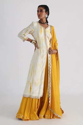 Smriti by Anju Agarwal Leheriya Pattern Kurta Sharara Set 