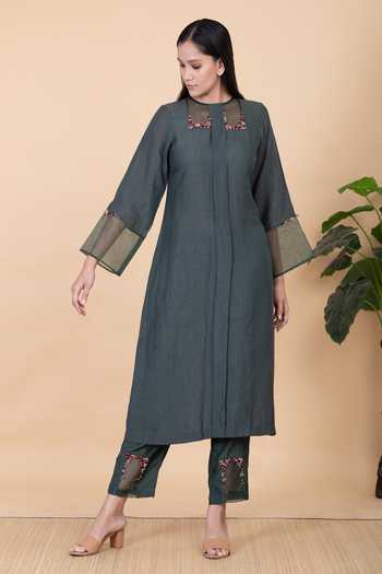 Chambray & Co. Qaina Organza Patchwork Kurta & Pant Set 