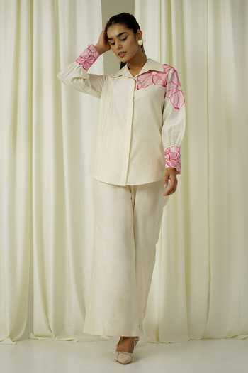 Sakshi Khetterpal Chanderi Lace Work Pant Set 
