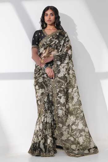 Taisha Gara Print Saree with Embroidered Blouse 