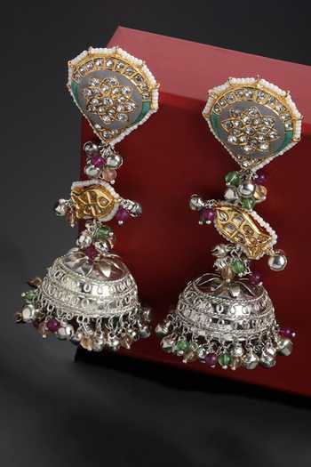 Dugran By Dugristyle Meenakari Long Embellished Jhumkas 
