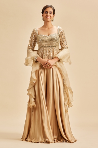 Nitika Gujral Mirror Work Peplum Top Sharara Set