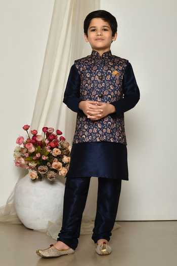 Petite Pomme Floral Vine Print Jacket Kurta Set 