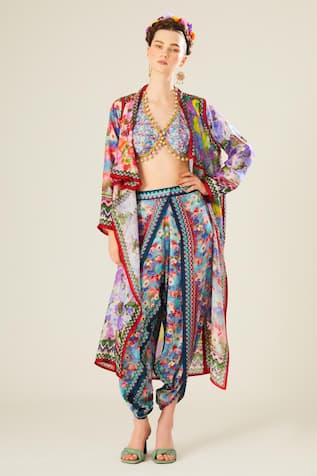 Ursa Floral Pattern Jacket & Dhoti Pant Set 