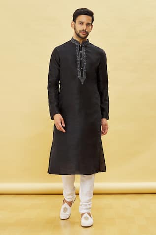 Embroidered Floral Placement Kurta Churidar Set 