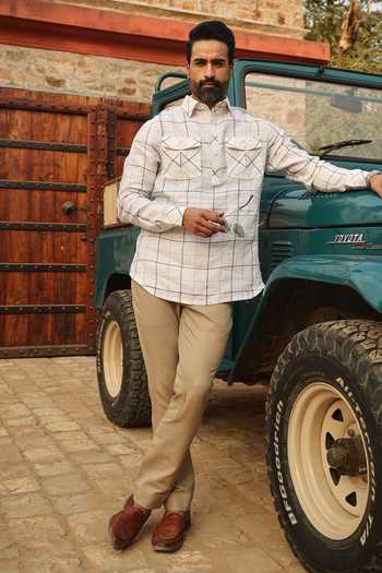 Raw & Rustic By Niti Bothra Linen Checkered Kurta 