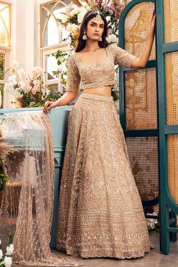 Kalighata Organza Metallic Embellished Bridal Lehenga Set 
