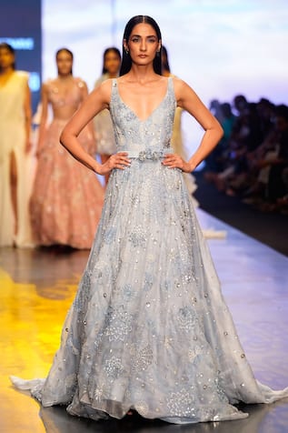 Nachiket Barve Galaxy Bead Embroidered Gown 