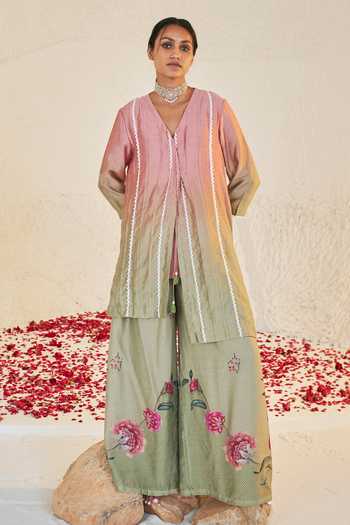 Sage Saga Pihu Chanderi Ombre Kurta & Sharara Set 