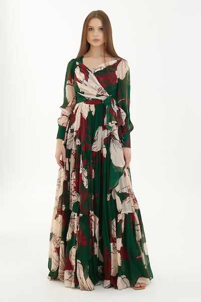 Buy Salvia Sky Magenta Floral Printed Cotton Long Maxi Dress (X