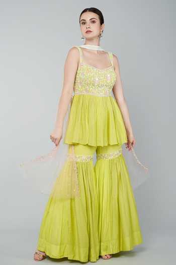 KEITH GOMES Sequin Embroidered Tunic Gharara Set 
