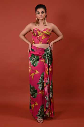 Rimi Nayak Chrysanthemum Flower Print Corset 