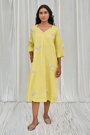 Floral Applique Embroidered Dress 