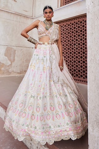 Aditi Gupta Woven Banarasi Chanderi Bridal Lehenga Set 