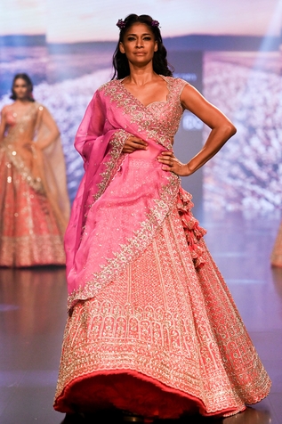 Anushree Reddy Mumtaz Zari Cluster Embroidered Lehenga Set