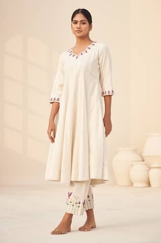 Handloom Cotton Anarkali & Pant Set 