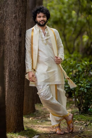 Buy Green Art Banarasi Silk Embroidery Work Traditional Looks Wedding Wear Mens  Kurta Pajama 109072 Online