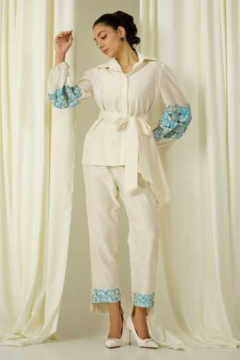 Sakshi Khetterpal Sleeve Embroidered Shirt & Pant Set 