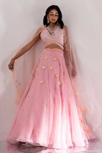 PIRI INDIA Aaina Mirror Placement Embroidered Lehenga Set 