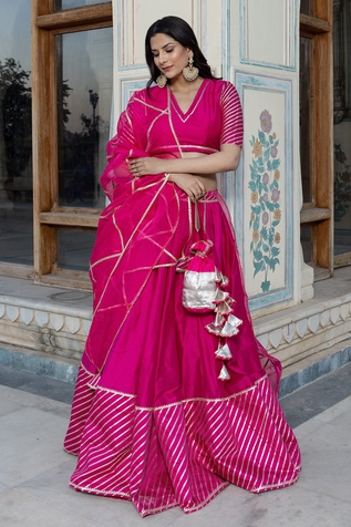 POMCHA JAIPUR Mimosa Cotton Silk Lehenga Set