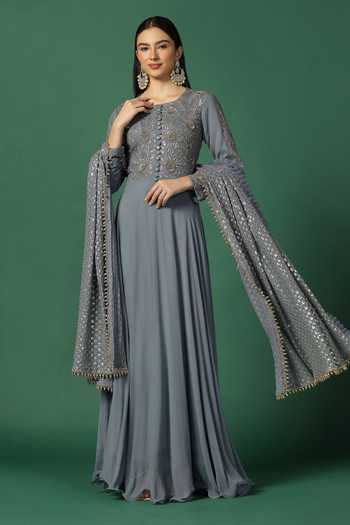 Two Sisters By Gyans Floral Embroidered Bodice Anarkali With Dupatta 